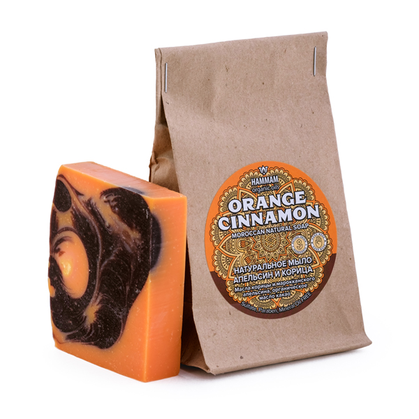 Марокканское натуральное мыло Orange Cinnamon для рук и тела Hammam Organic Oils