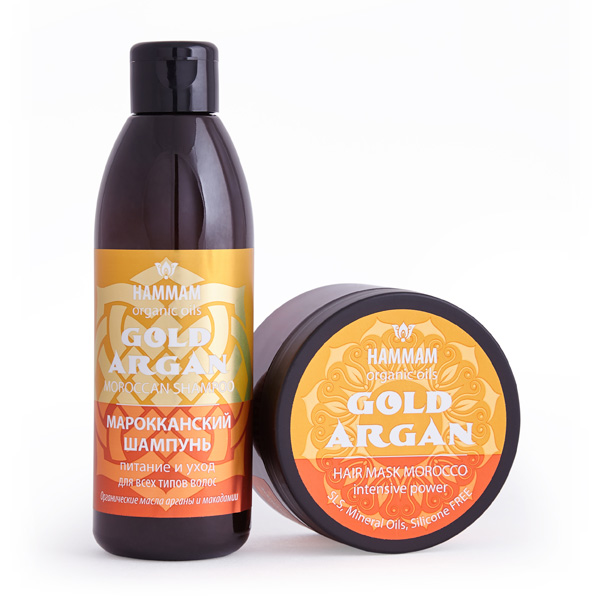 Набор марокканской уходовой косметики Gold Argan для волос Hammam Organic Oils