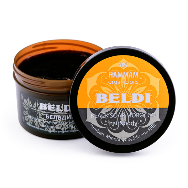 Черное марокканское мыло «Бельди» для волос и тела Hammam Organic Oils