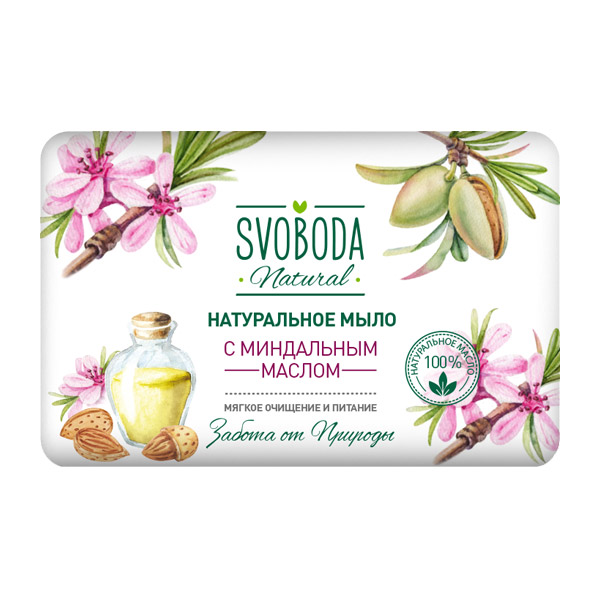 Натуральное мыло Svoboda Natural «Мягкое очищение и питание» с миндальным маслом