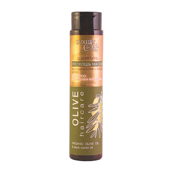 Шампунь Olive Haircare «Восстановление и блеск волос» с органическими маслами оливы и черного тмина Luxury Oils