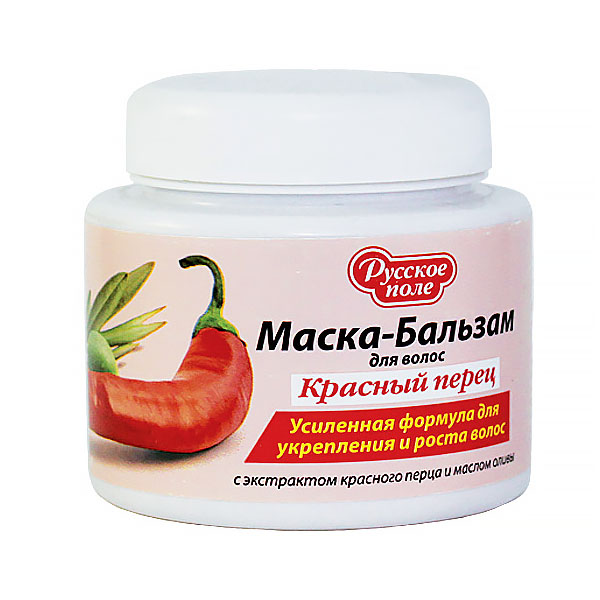 Маска-бальзам «Красный перец» для укрепления и роста волос с экстрактом красного перца и маслом оливы «Русское поле»