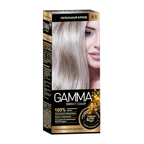 Стойкая крем-краска для волос Gamma Perfect Color «Пепельный блонд 9.1»