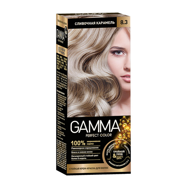 Стойкая крем-краска для волос Gamma Perfect Color «Сливочная карамель 8.3»