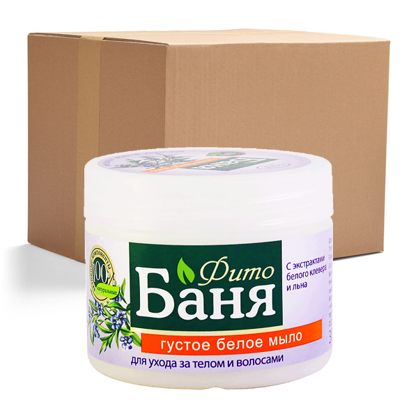 Густое белое мыло для ухода за телом и волосами «Фито Баня» (упаковка 12 штук по 300 г)