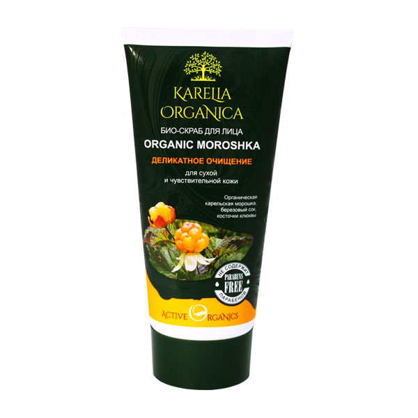 Био-скраб для лица Organic Moroshka «Деликатное очищение» для сухой и чувствительной кожи Karelia Organica